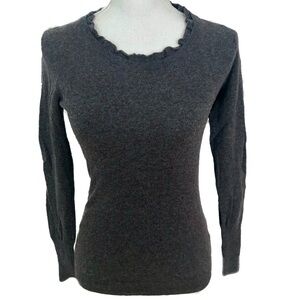 Banana Republic Italian Wool Cashmere Grey Sweater Ruffle neck Y2K Bella Swan